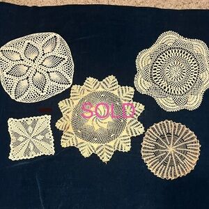 SOLD - Bundle Of Vintage Handmade Crocheted Doilies